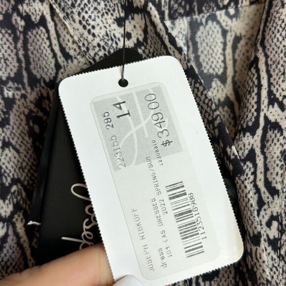 JOSEPH RIBKOFF size 14 Beige Black Snakeskin Button midi Dress Long Sleeve $349 - Picture 8 of 8